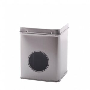Thee/Kruidenblik zilver 88x88x115mm met venster